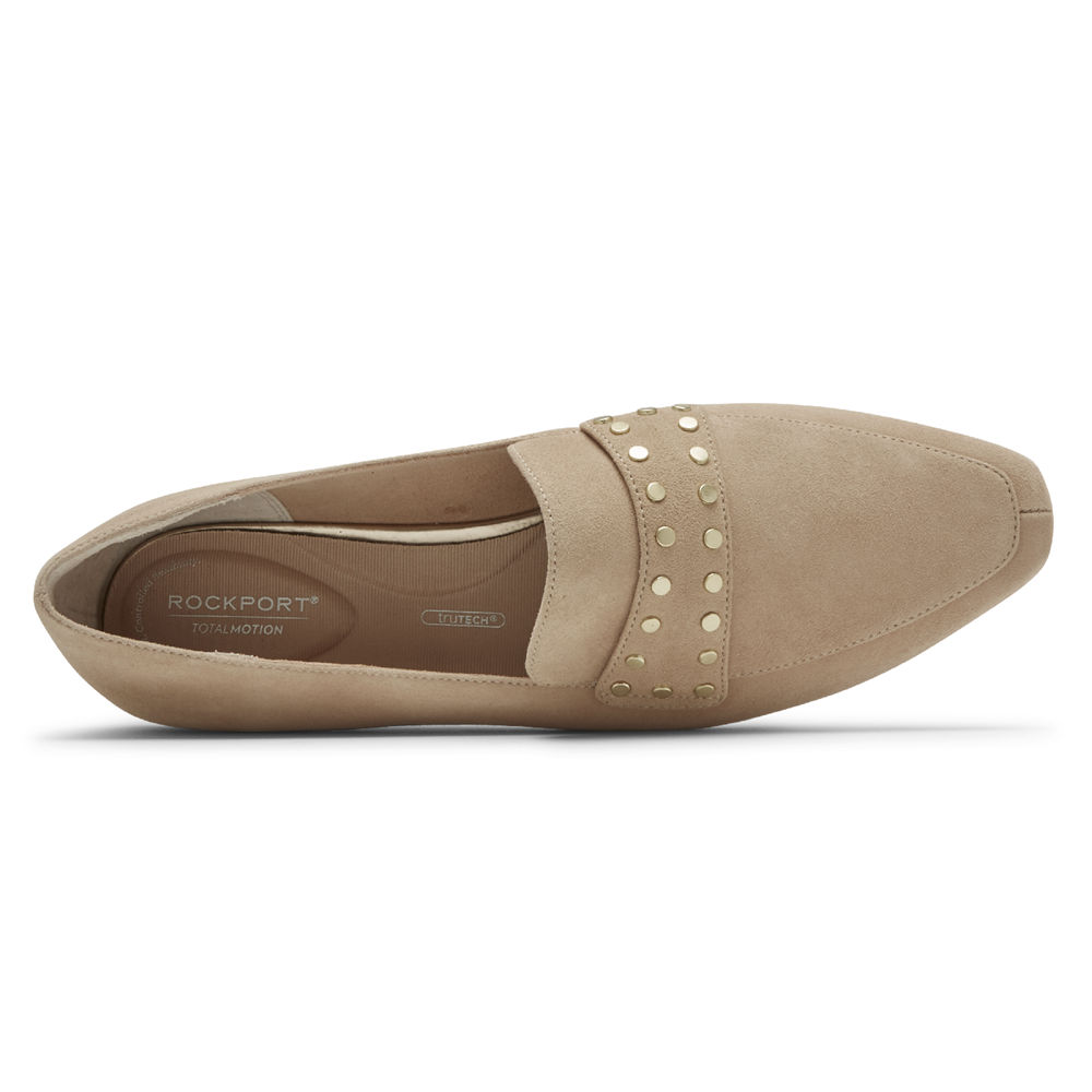 Rockport Loafers For Womens Beige - Total Motion Laylani Studded - OK0571694